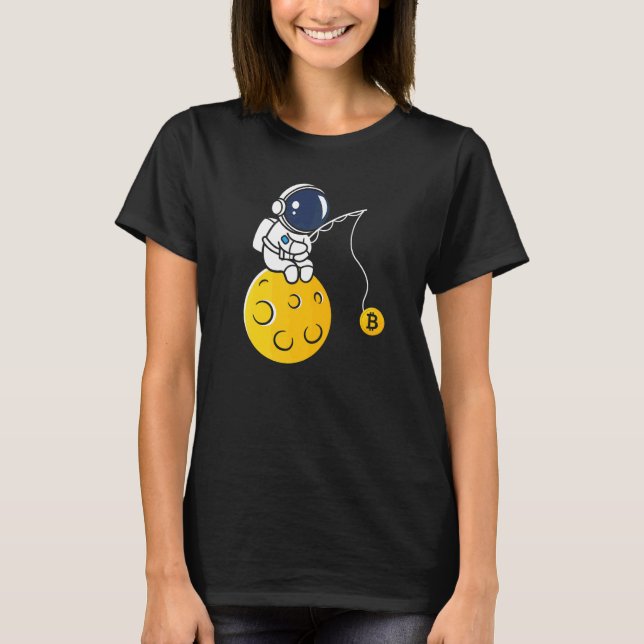 Camiseta Astronaut Moon Fishing BTC Crypto Cryptocurrency B (Anverso)