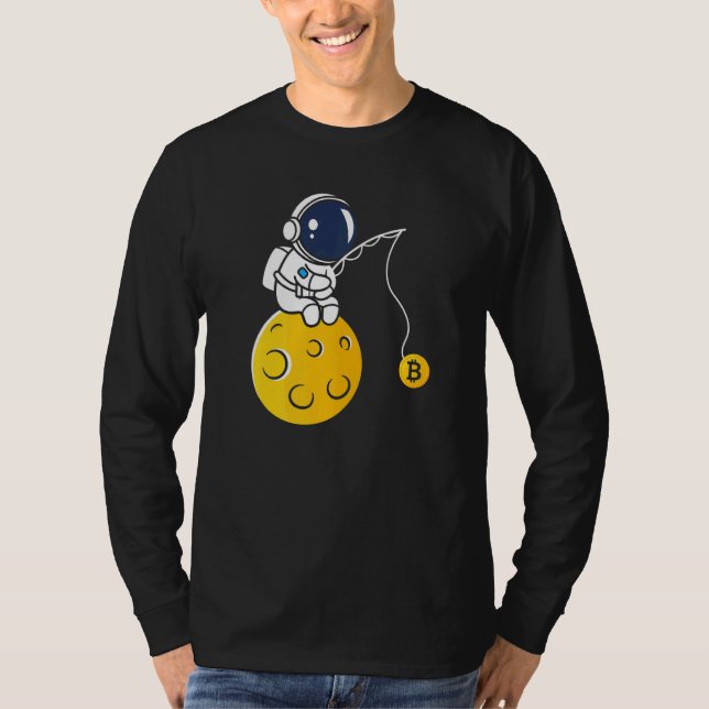 Camiseta Astronaut Moon Fishing BTC Crypto Cryptocurrency B (Anverso)