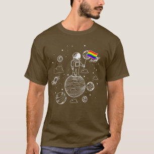 Camiseta Astronaut Moon Rainbow Flag Space LGBTQ Gay Pride 