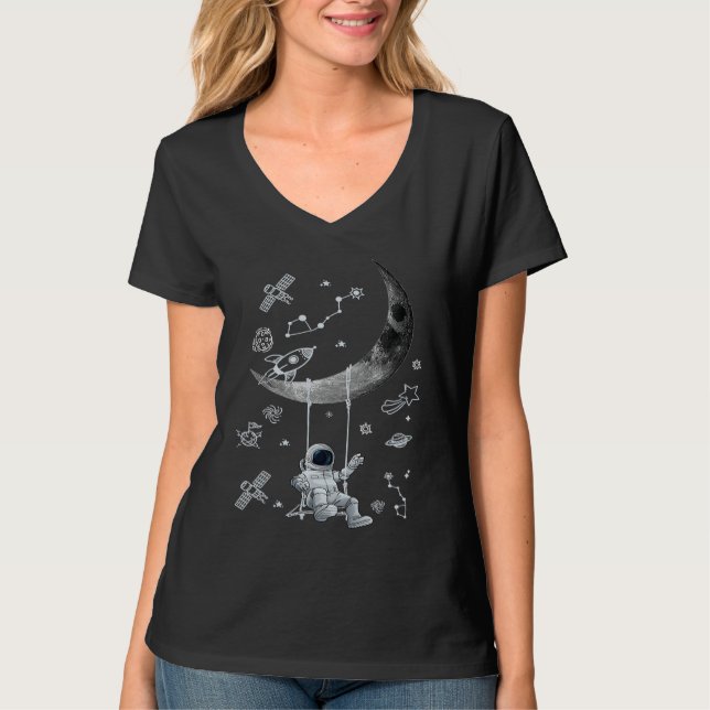 Camiseta Astronaut Moon Swinging in the Space Spaceman on a (Anverso)