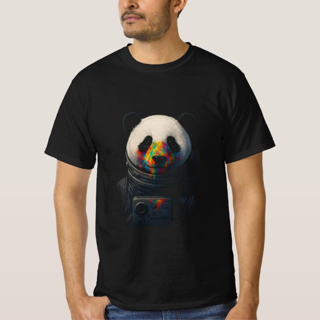 Camiseta Astronaut Panda with Neon Paint Splash  (Anverso)