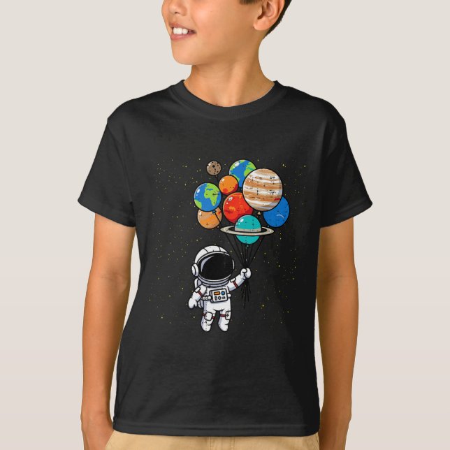 Camiseta Astronaut Planet Balloons Cute Space Galaxy Boys G (Anverso)