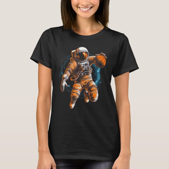 Camiseta Astronaut Playing Basketball In Space Graphic Illu (Anverso)