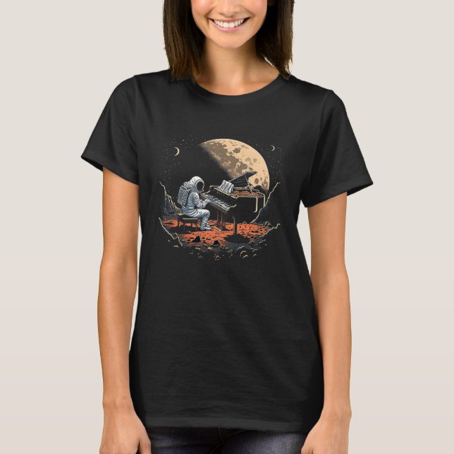 Camiseta Astronaut Playing Piano Music Piano Lover (Anverso)