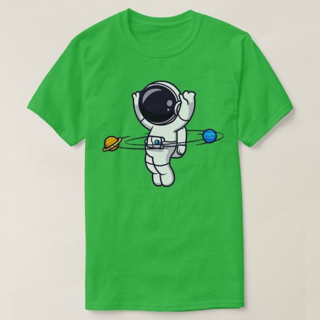 Camiseta Astronaut Playing Planet Ball Cartoon (Diseño del anverso)