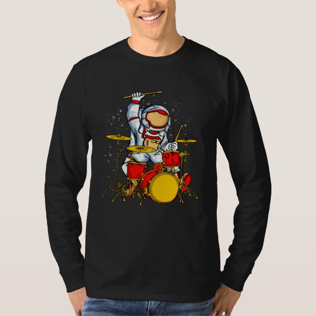 Camiseta Astronaut Plays Drummer Galaxy Space Children (Anverso)