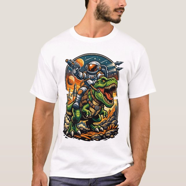 Camiseta Astronaut Riding a T-Rex – Epic Space Dinosaur (Anverso)