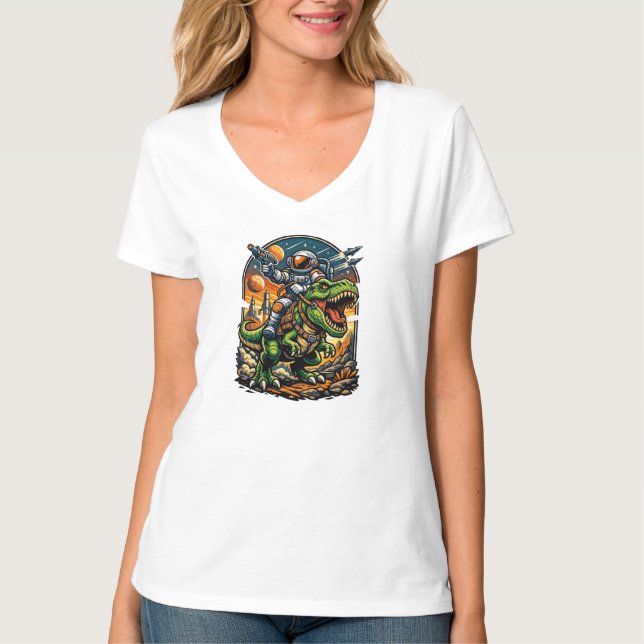 Camiseta Astronaut Riding a T-Rex – Epic Space Dinosaur (Anverso)