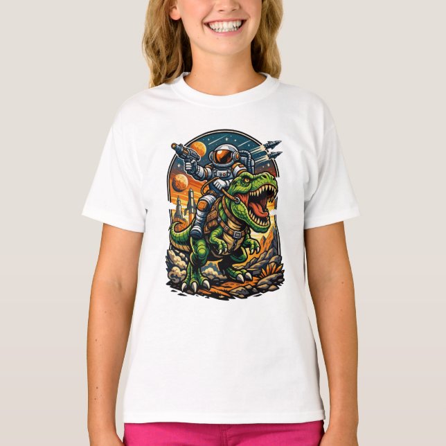 Camiseta Astronaut Riding a T-Rex – Epic Space Dinosaur (Anverso)
