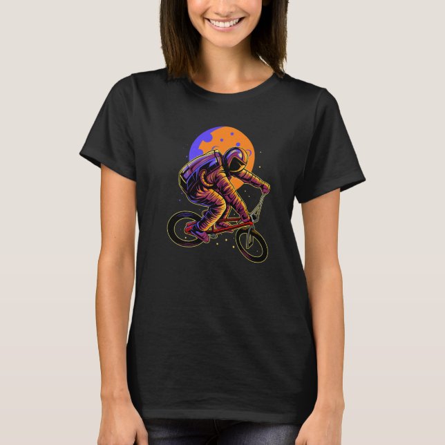 Camiseta Astronaut Riding Bmx Moon Space Boys Girls Kids As (Anverso)