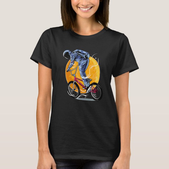 Camiseta Astronaut Riding Bmx Moon Space Boys Girls Kids As (Anverso)