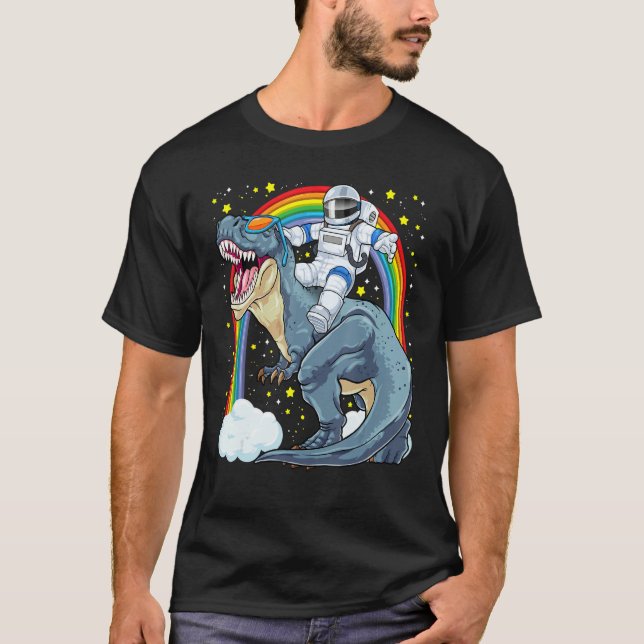 Camiseta Astronaut Riding Dinosaur Rex Astro Space Dino Pre (Anverso)