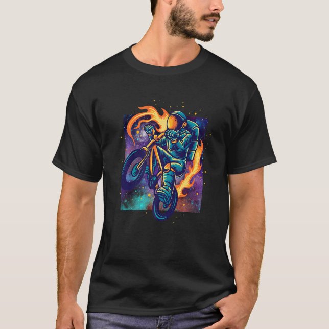 Camiseta Astronaut Riding Motorcycle in Space Funny Astrona (Anverso)