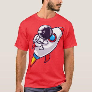 Camiseta Astronaut Riding Rocket Cartoon1