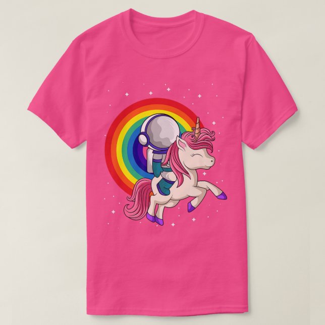 Camiseta Astronaut Riding Unicorn Galay Rainbow Space  (Diseño del anverso)