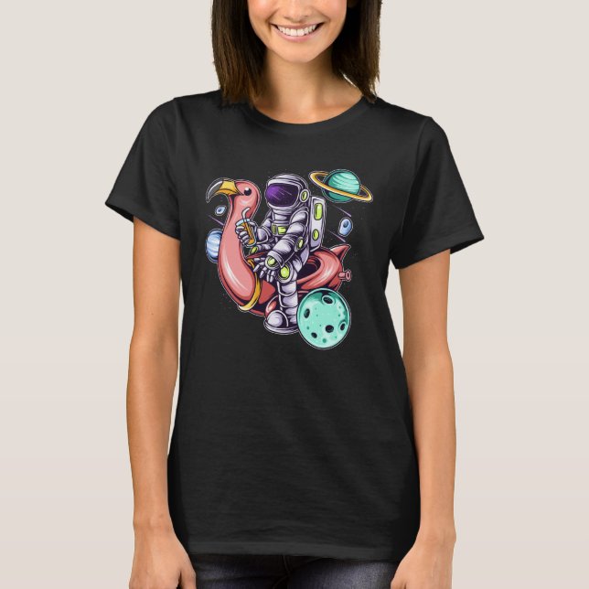 Camiseta Astronaut Sitting on a Flamingo Summer Boy Girl Wo (Anverso)
