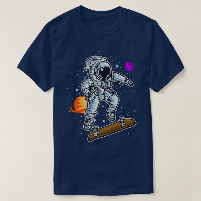 Camiseta Astronaut Skating On Rocket Skateboard In Space Ki (Diseño del anverso)