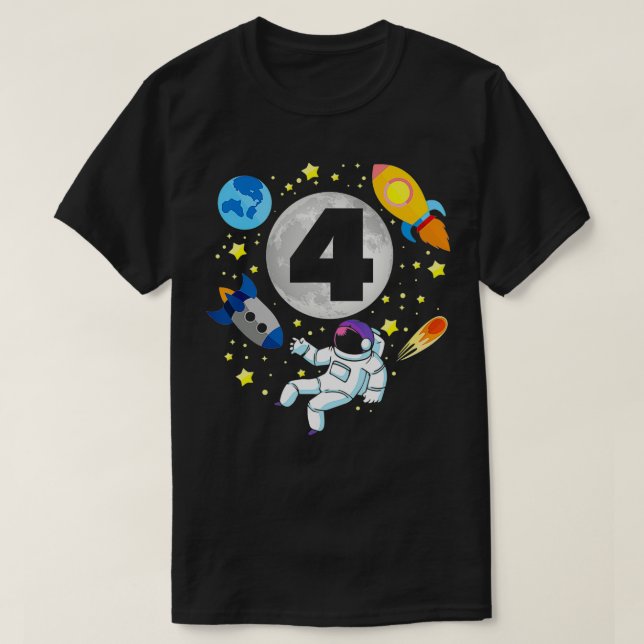 Camiseta Astronaut  Space  4th Bday  4 Years Old Bday Boy  (Diseño del anverso)