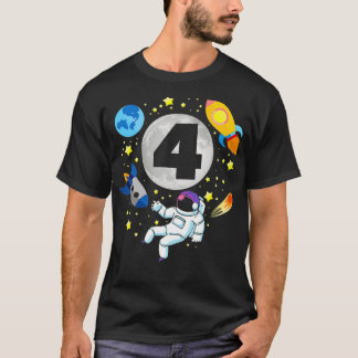 Camiseta Astronaut Space 4th Bday 4 Years Old Bday Boy