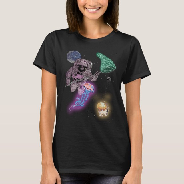 Camiseta Astronaut Space Alien Jellyfish Hunting with Net G (Anverso)