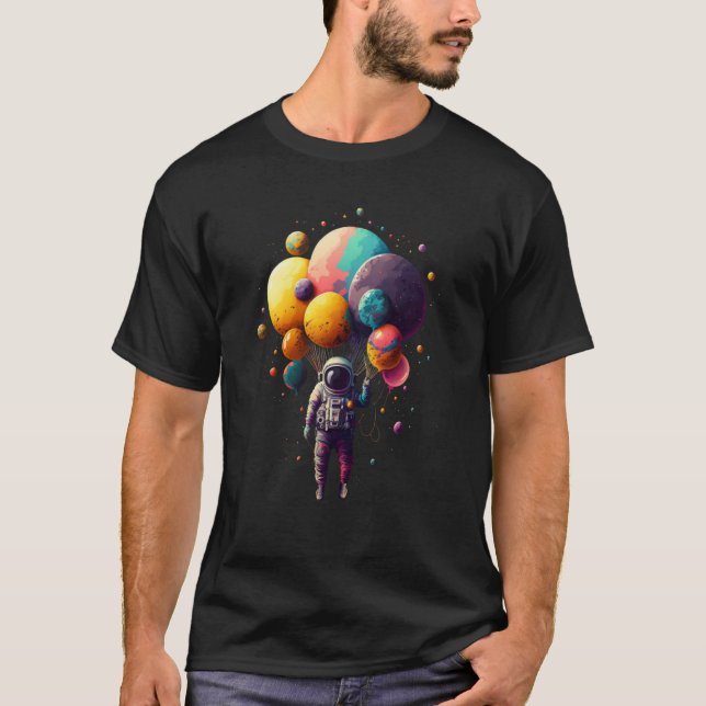 Camiseta Astronaut Space Balloons Moon Mars Planets Astrona (Anverso)