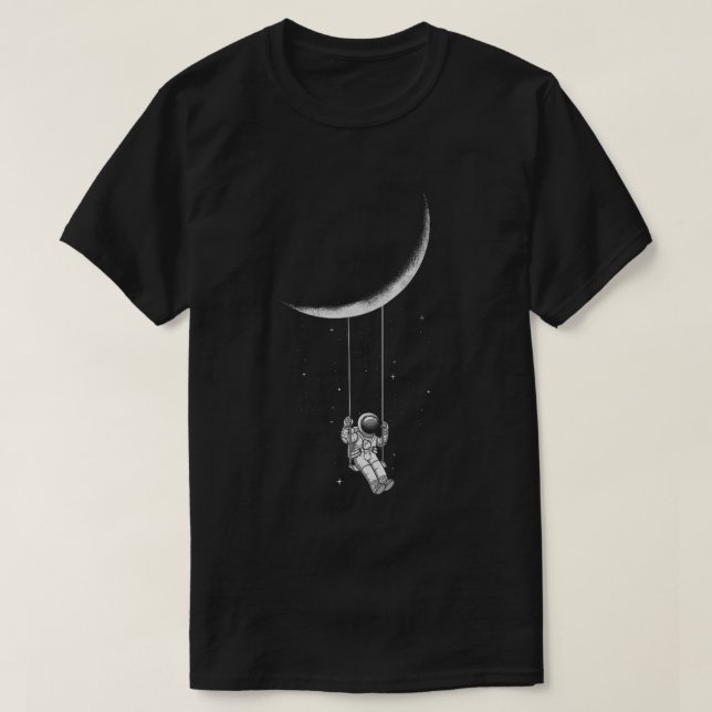 Camiseta Astronaut Swinging on Moon Aesthetic Art (Diseño del anverso)