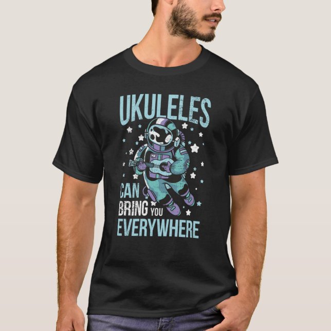 Camiseta Astronaut Ukulele I Ukulele Tutor I Space Ukulele  (Anverso)