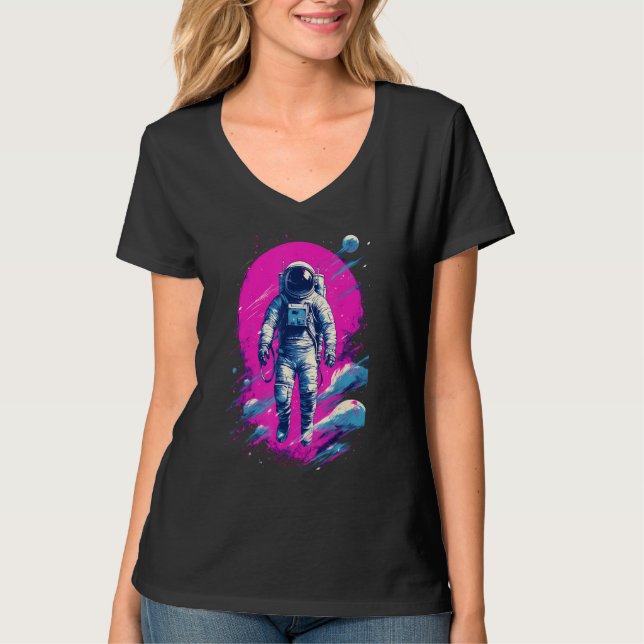 Camiseta Astronaut Vaporwave Aesthetic Retro Glitch Spacema (Anverso)