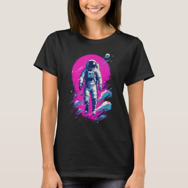 Camiseta Astronaut Vaporwave Aesthetic Retro Glitch Spacema (Anverso)