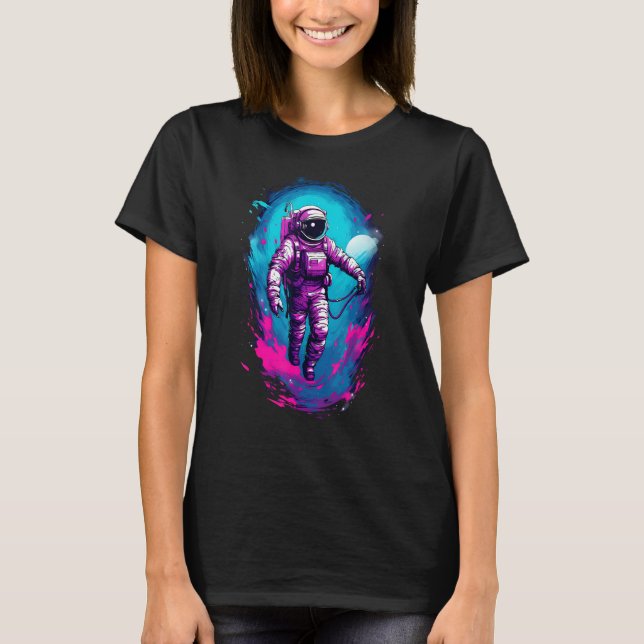 Camiseta Astronaut Vaporwave Aesthetic Retro Glitch Spacema (Anverso)