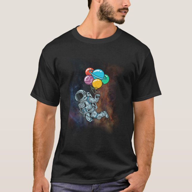 Camiseta Astronaut With Colorful Balloons Floating Space Ne (Anverso)