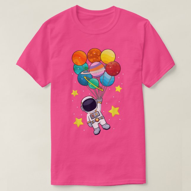 Camiseta Astronaut With Planets Balloons Solar Space System (Diseño del anverso)