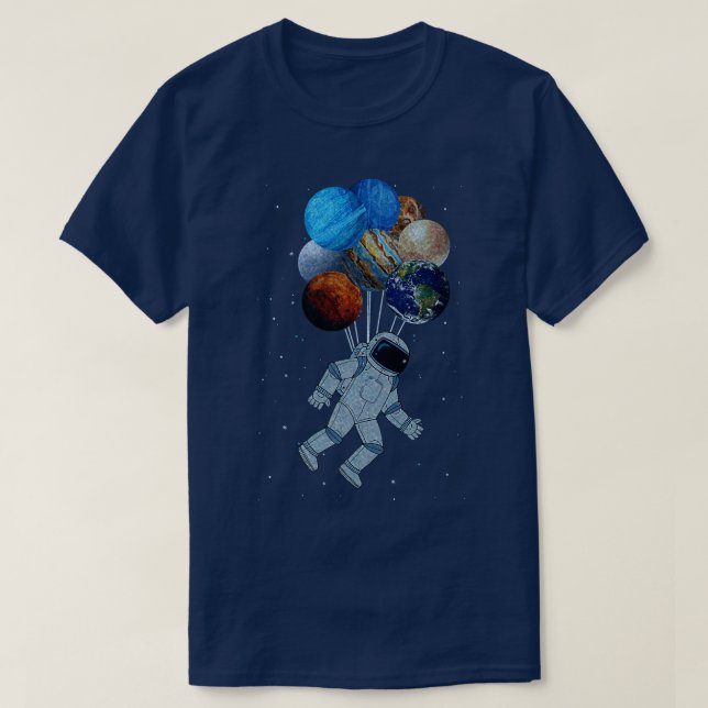 Camiseta Astronaut With Solar Planet System Balloon Space A (Diseño del anverso)