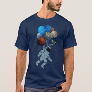 Camiseta Astronaut With Solar Planet System Balloon Space A