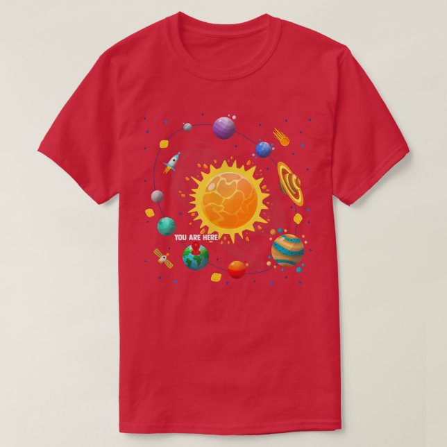 Camiseta Astronaut You Are Here Space Solar System  (Diseño del anverso)
