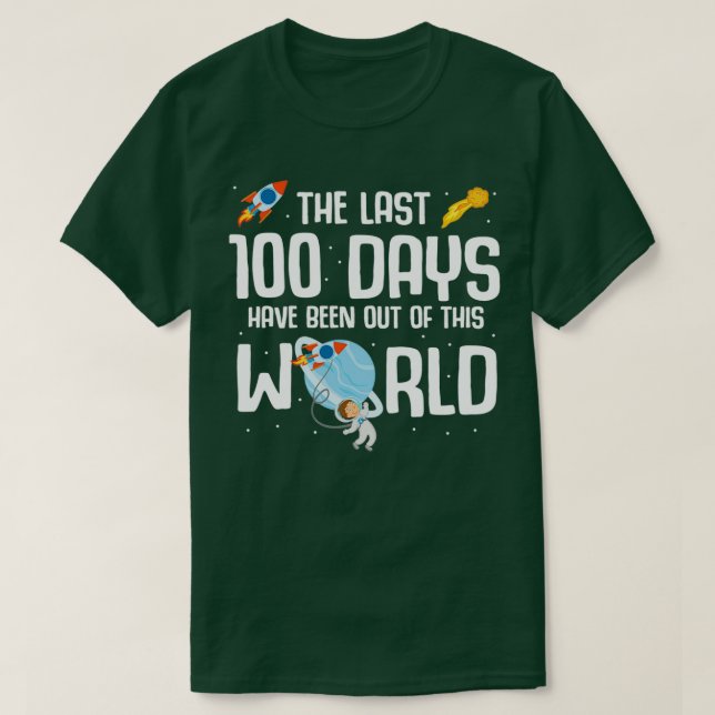 Camiseta Astronauta 100 Días De Cohetes Escolares (Diseño del anverso)