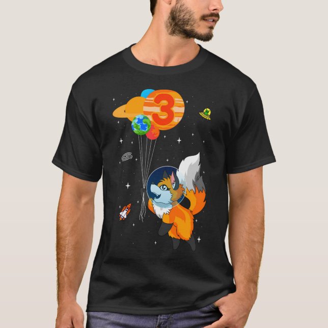 Camiseta Astronauta 3º Cumpleaños Ropa Astronauta Fox (Anverso)