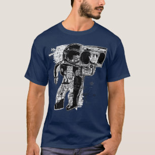 Camiseta Astronauta abstracta escuchando Ilustracion musica