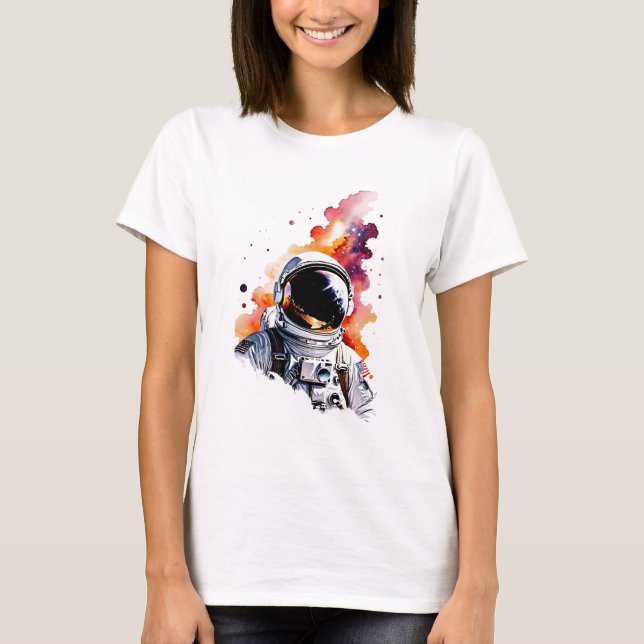 Camiseta Astronauta acuarela cerca (Anverso)