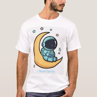 Camiseta Astronauta Adorable Sentado en la Luna Kawaii Espa