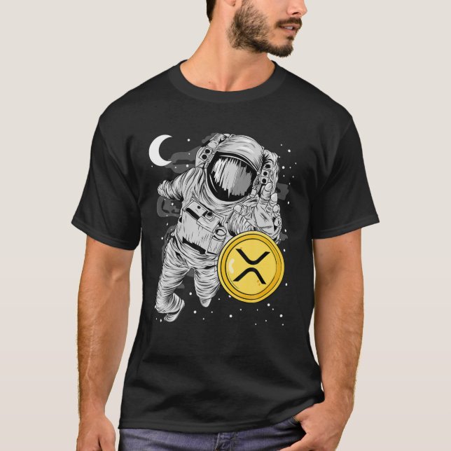Camiseta Astronauta Alcanzando La Moneda De Ripple XRP A La (Anverso)
