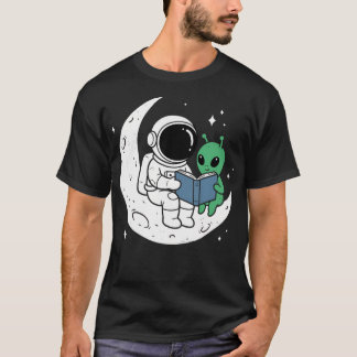 Camiseta Astronauta Alien Luna Divertida Lee Libro Astronom