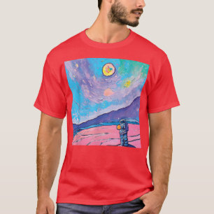 Camiseta Astronauta artística de pintura con adorno espacia