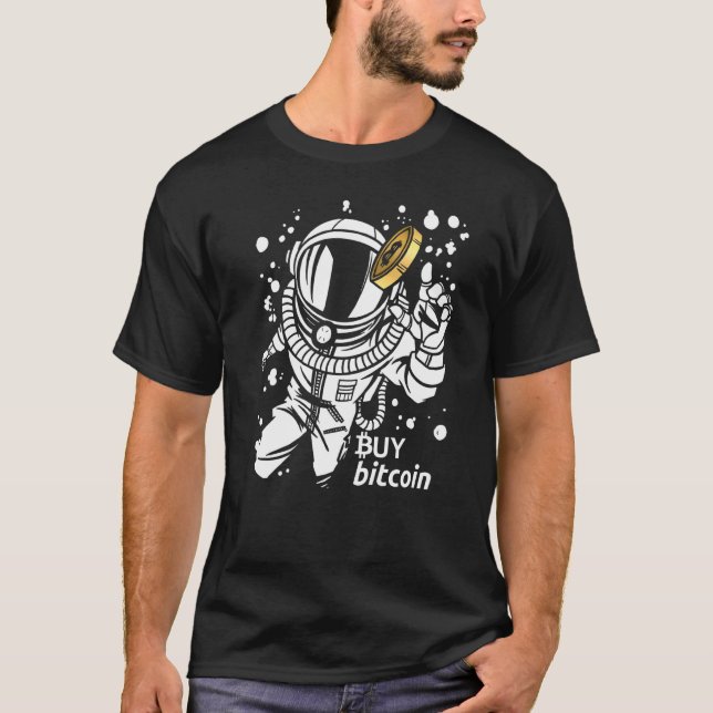 Camiseta Astronauta Atrapa Mono Cibernético Comprar Bitcoin (Anverso)