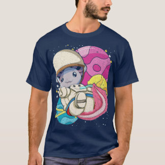 Camiseta astronauta axolotl de ciencia espacial animal