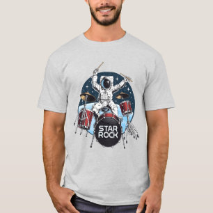 Camiseta Astronauta Baterista Star Rock – Música Espacial C