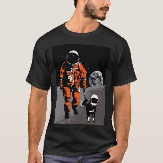 Camiseta Astronauta Caminando Su Perro Por La Luna