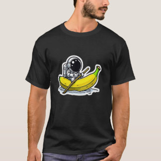 Camiseta Astronauta Caprichoso Remando una Banana de Dibujo