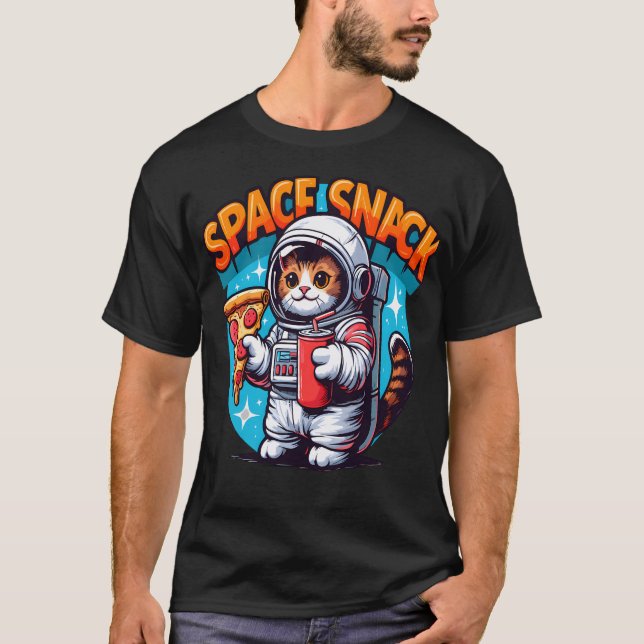 Camiseta Astronauta Cat Space Snack Funny Pizza (Anverso)