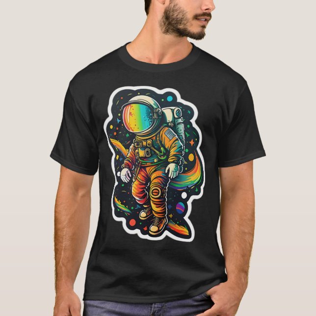 Camiseta Astronauta colorida en el espacio (Anverso)